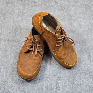 OluKai Maki Shoes Men 8.5 Brown Good Suede Leather Lace Up Casual 10173-9B9B